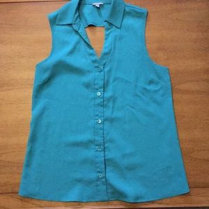 Turquoise button up tank top